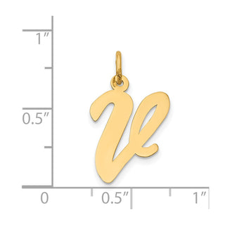 14k Yellow Gold Large Script Initial V Charm