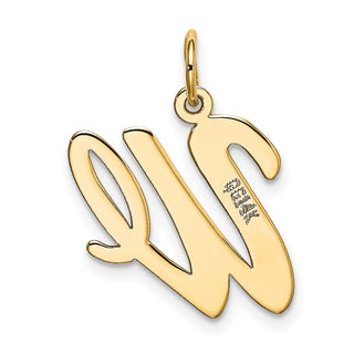14k Yellow Gold Large Script Initial W Charm