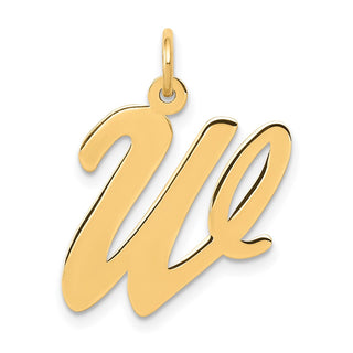14k Yellow Gold Large Script Initial W Charm