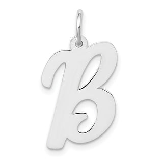 14K White Gold Large Script Initial B Charm