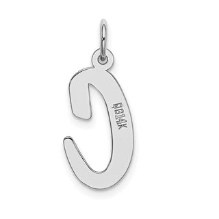 14K White Gold Large Script Initial C Charm