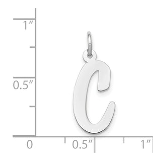 14K White Gold Large Script Initial C Charm
