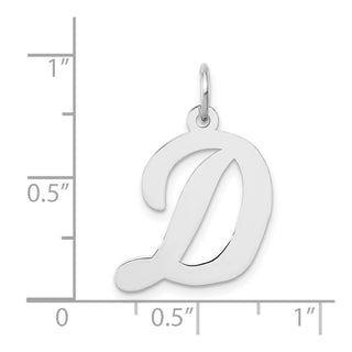 14K White Gold Large Script Initial D Charm