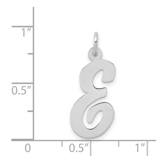 14K White Gold Large Script Initial E Charm