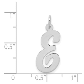 14K White Gold Large Script Initial E Charm