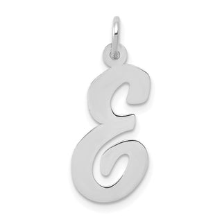 14K White Gold Large Script Initial E Charm