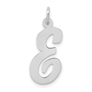 14K White Gold Large Script Initial E Charm