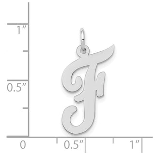 14K White Gold Large Script Initial F Charm