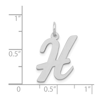 14K White Gold Large Script Initial H Charm