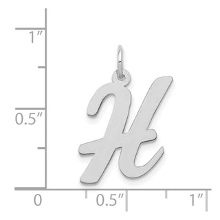 14K White Gold Large Script Initial H Charm
