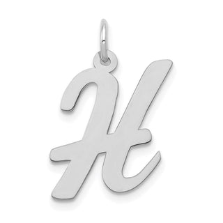 14K White Gold Large Script Initial H Charm