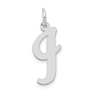 14K White Gold Large Script Initial I Charm
