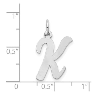 14K White Gold Large Script Initial K Charm