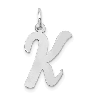 14K White Gold Large Script Initial K Charm