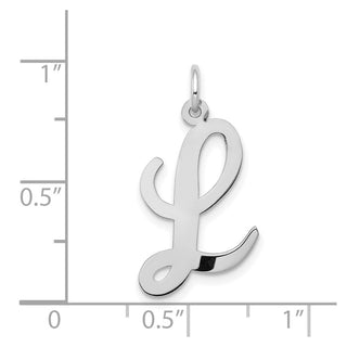 14K White Gold Large Script Initial L Charm