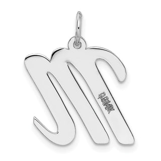 14K White Gold Large Script Initial M Charm