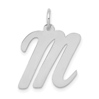 14K White Gold Large Script Initial M Charm