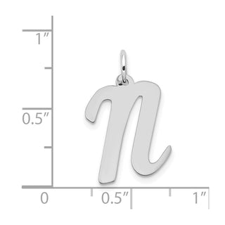 14K White Gold Large Script Initial N Charm