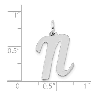 14K White Gold Large Script Initial N Charm