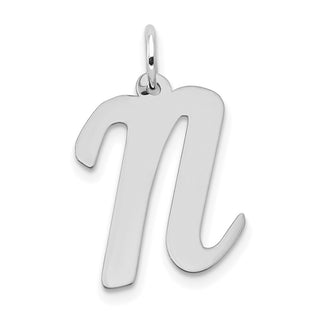 14K White Gold Large Script Initial N Charm