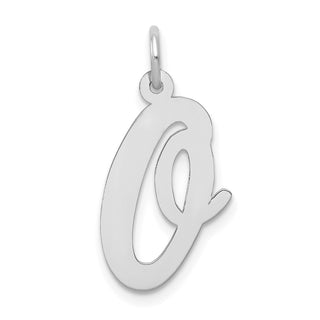 14K White Gold Large Script Initial O Charm
