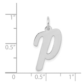14K White Gold Large Script Initial P Charm