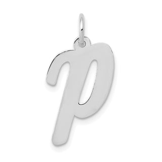 14K White Gold Large Script Initial P Charm