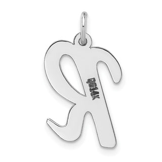 14K White Gold Large Script Initial R Charm