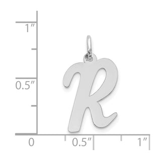 14K White Gold Large Script Initial R Charm