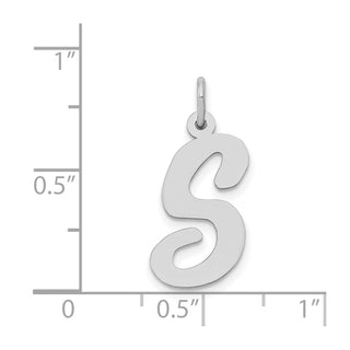 14K White Gold Large Script Initial S Charm