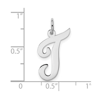 14K White Gold Large Script Initial T Charm