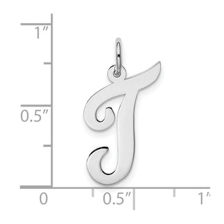 14K White Gold Large Script Initial T Charm