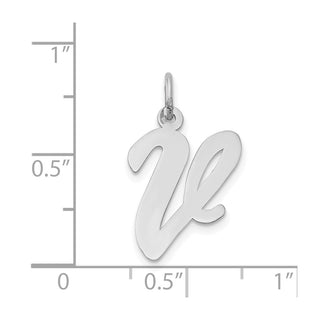14K White Gold Large Script Initial V Charm