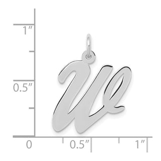 14K White Gold Large Script Initial W Charm