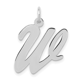 14K White Gold Large Script Initial W Charm