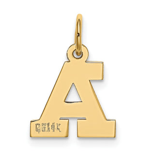 14k Yellow Gold Small Block Initial A Charm