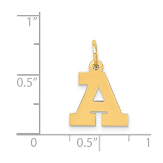 14k Yellow Gold Small Block Initial A Charm