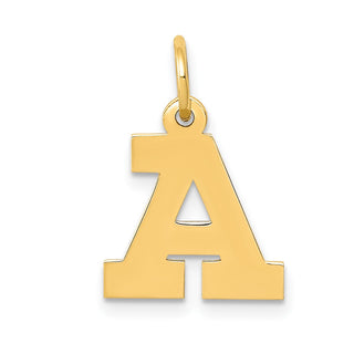 14k Yellow Gold Small Block Initial A Charm