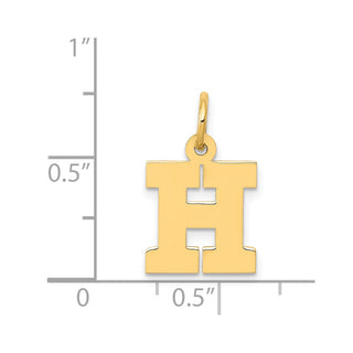 14k Yellow Gold Small Block Initial H Charm