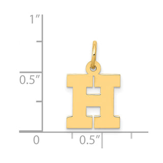 14k Yellow Gold Small Block Initial H Charm