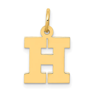 14k Yellow Gold Small Block Initial H Charm