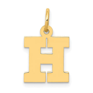 14k Yellow Gold Small Block Initial H Charm