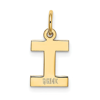 14k Yellow Gold Small Block Initial I Charm
