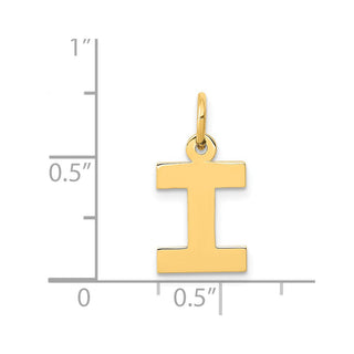 14k Yellow Gold Small Block Initial I Charm