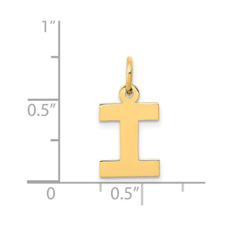 14k Yellow Gold Small Block Initial I Charm