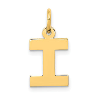 14k Yellow Gold Small Block Initial I Charm