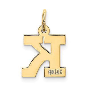 14k Yellow Gold Small Block Initial K Charm