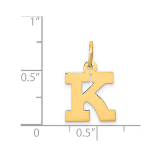 14k Yellow Gold Small Block Initial K Charm