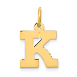 14k Yellow Gold Small Block Initial K Charm