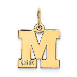 14k Yellow Gold Small Block Initial M Charm